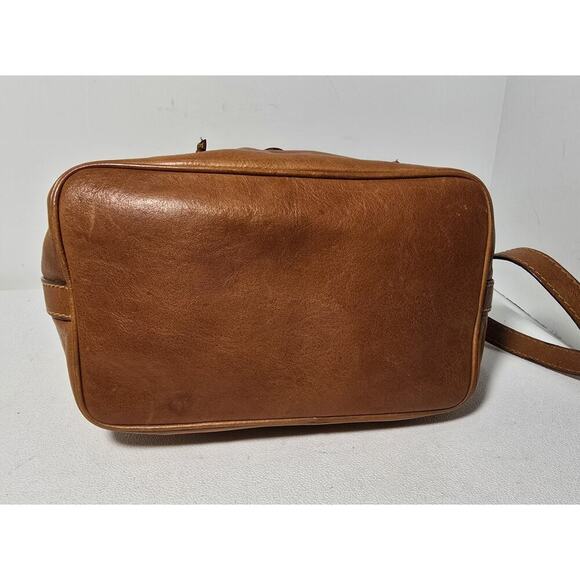 Vintage Pelletteria SPIGOLA Italy Crossbody Drawstring Cognac Leather Bag Purse - Picture 7 of 13